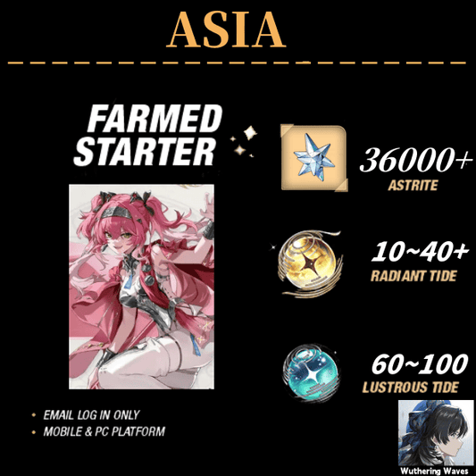 ASIA server|LuPa+36000 Astrite|60+Lustrous Tide|Radiant Tide:10+|outlook mailbox|safe and stable|0-20 weapons|Wuthering Waves Resource Account Starter All Server