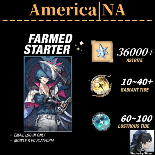 America/NA server|Brant++36000 Astrite|60+Lustrous Tide|Radiant Tide:10+|outlook mailbox|safe and stable|0-20 weapons|Wuthering Waves Resource Account Starter All Server