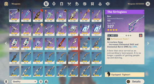 NA AR44 | 5 stars*5 RAIDEN | NILOU | TIGHNARI | DILUC | QIQI + lots of 4* characters and weapons