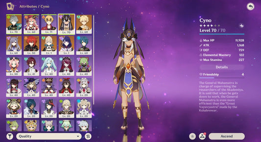 NA AR45 | 5 stars*7 CYNO | ALHAITHAM | RAIDEN SHOGUN | KEQING(C1) | DILUC | JEAN | PRIMORDIAL JADE WINGED-SPEAR + lots of 4* characters and weapons
