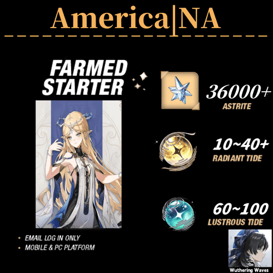 America/NA server|Cartethyia++36000 Astrite|60+Lustrous Tide|Radiant Tide：10+|outlook mailbox|safe and stable|0-20 weapons|Wuthering Waves Resource Account Starter All Server