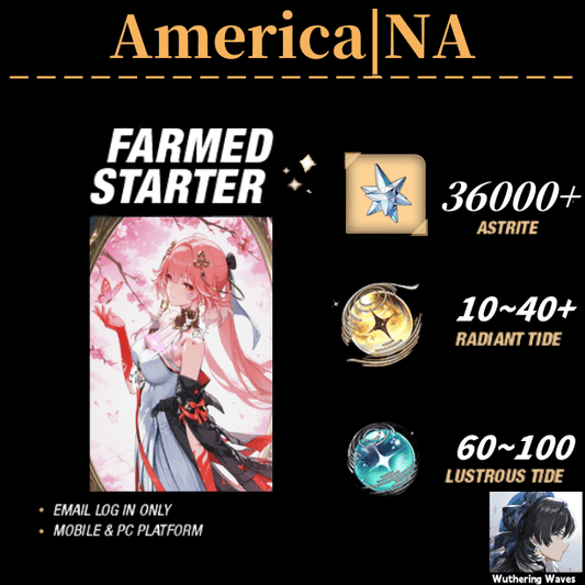 America/NA server|ChangLi+36000 Astrite|60+Lustrous Tide|Radiant Tide：10+|outlook mailbox|safe and stable|0-20 weapons|Wuthering Waves Resource Account Starter All Server