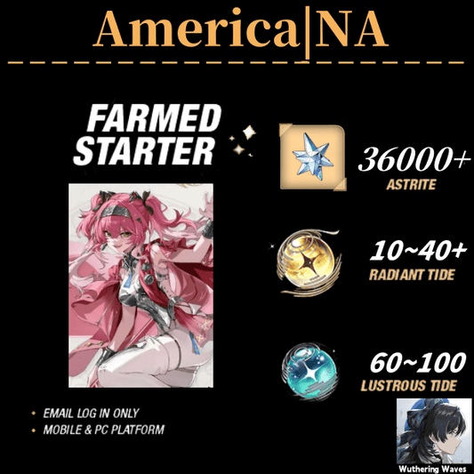 America/NA server|LuPa+36000 Astrite|60+Lustrous Tide|Radiant Tide：10+|outlook mailbox|safe and stable|0-20 weapons|Wuthering Waves Resource Account Starter All Server