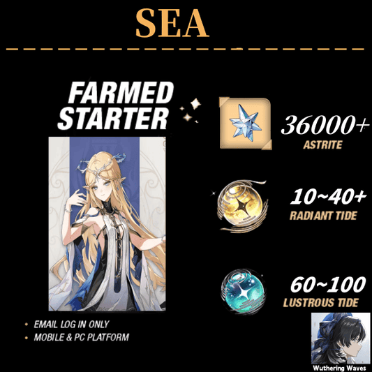 SEA server|Cartethyia++36000 Astrite|60+Lustrous Tide|Radiant Tide：10+|outlook mailbox|safe and stable|0-20 weapons|Wuthering Waves Resource Account Starter All Server