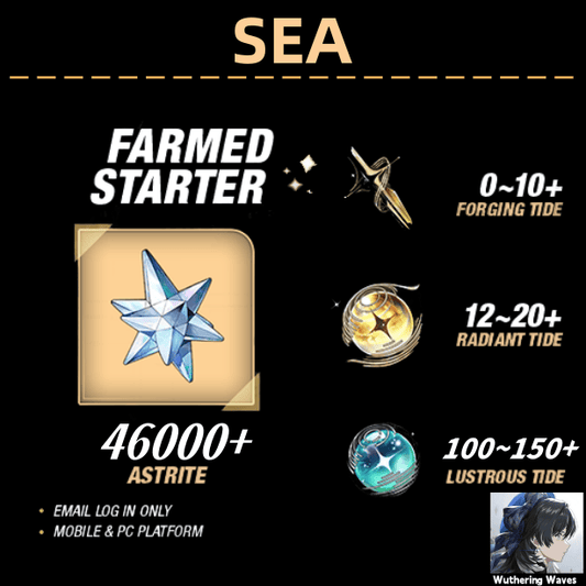 SEA server|46000+ Astrite|100+Lustrous Tide|Radiant Tide：12+|outlook mailbox|safe and stable|0-20 weapons|Wuthering Waves Resource Account Starter All Server